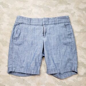 J. Crew Shorts Womens 6 Blue Frankie Bermuda Chambray Pockets Casual